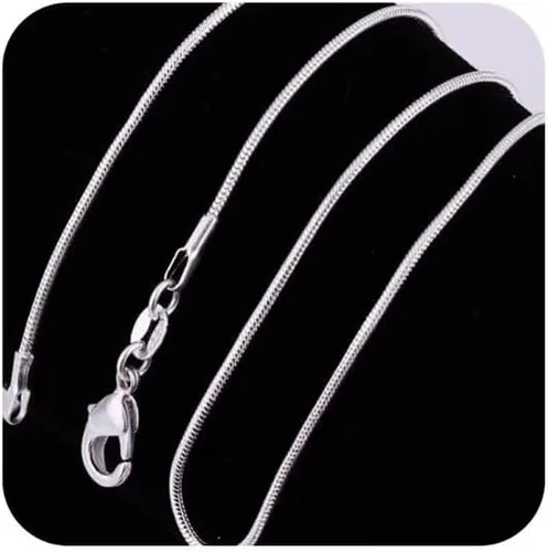 Yuren Collar de cadena de serpiente de plata de ley 925 de 0.079 in, joyería para hombres y mujeres (16-24 pulgadas)