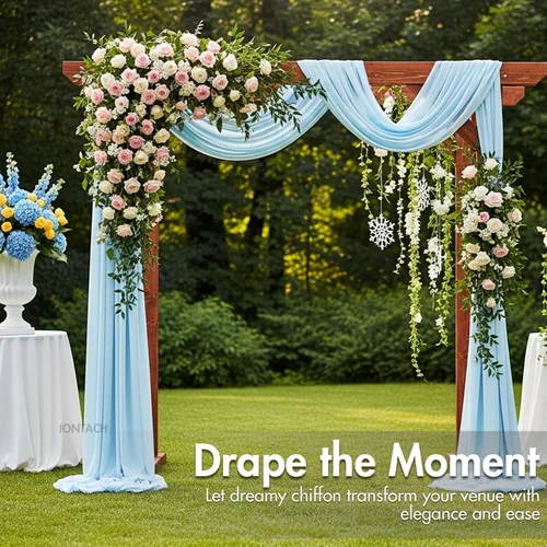 Miniatura 2 de Tela de gasa de 60" por The Yard precortada, tela transparente para drapeado de arco de boda, cortina bufanda, decoración de fondo de fiesta, Azul