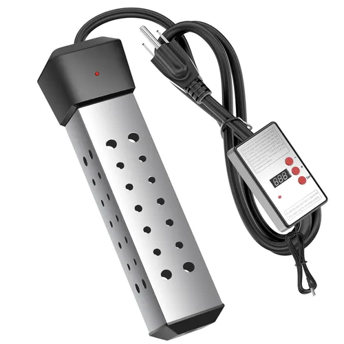 Calentador de agua de inmersión portátil de 2000 W con termostato integrado y arranque retardado, calentamiento rápido para cubos, bañeras, bañera