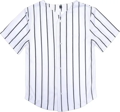 babyhealthy Camiseta de béisbol con botones para niños, camiseta de manga corta a rayas, hipster, hip hop, para niños y niñas