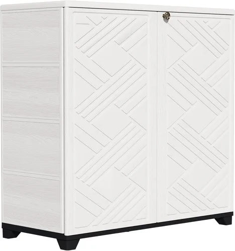 Miniatura 7 de ZZM Gabinete de almacenamiento para interiores y exteriores, impermeable, 34 x 15 x 34 pulgadas, caja de almacenamiento de plástico al aire libre
