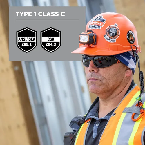 Miniatura 6 de Casco duro, estilo gorra, suspensión de trinquete, clase E, Ergodyne Skullerz 8970, naranja, mediano