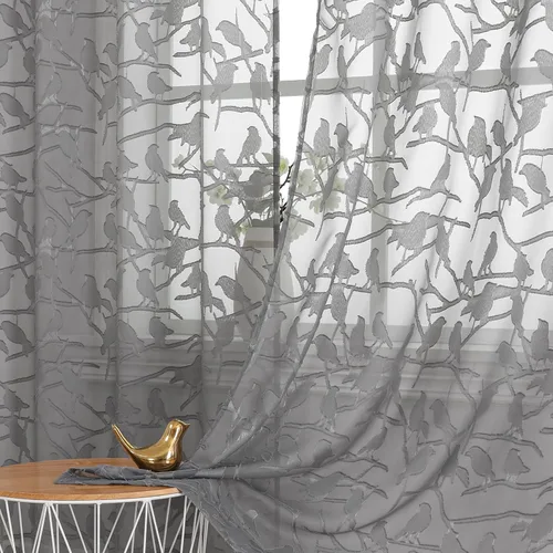 Miniatura 70 de OVZME Anji - 2 paneles de cortinas traslúcidas de gasa marrón de 72 pulgadas de largo para dormitorio, doble bolsillo para barra, tela ligera