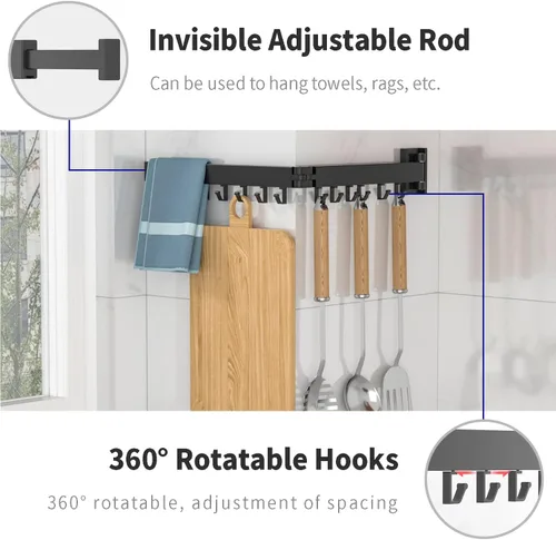 Miniatura 3 de ptlsy Estante de secado de ropa plegable portátil montado en la pared con ganchos, diseño de perchas de ropa que ahorran espacio universal