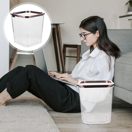 Miniatura 6 de iplusmile Cubo de basura transparente de 7.87 x 7.08 x 7.08 pulgadas, portátil, para el hogar, dormitorio, oficina, baño, almacenamiento