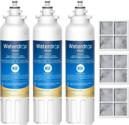 Waterdrop Plus ADQ73613401 NSF 401 & 53 & 42 Filtro de agua y filtro de aire certificado NSF, reduce plomo y reemplazo PFAS para LG® LT800P®,