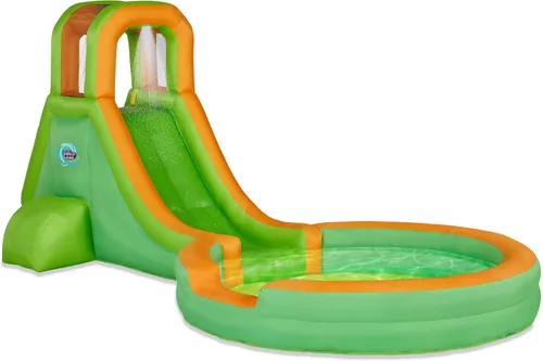 Sunny & Fun Parque acuático inflable de un solo anillo – Resistente para la diversión al aire libre – Pared de escalada, tobogán y piscina profunda