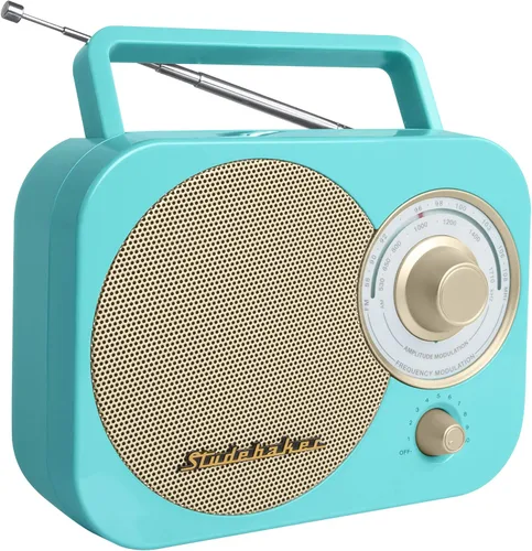 Miniatura 2 de Studebaker SB2000TG Radio AM/FM portátil edición limitada en color turquesa/oro clásico retro con entrada auxiliar