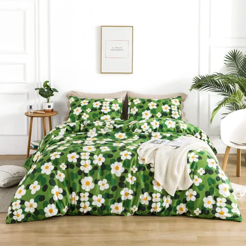 Miniatura 12 de YuHeGuoJi Juego de funda de edredón de plantas azules, tamaño Queen, 100% algodón, 3 piezas, 1 funda de edredón botánica azul marino con lazos