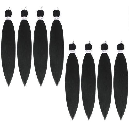 Miniatura 7 de Alrence Cabello estirado para hacer trenzas, trenza larga de 30 pulgadas, 8 paquetes, extensiones profesionales de trenzado de cabello sintético, 1b#