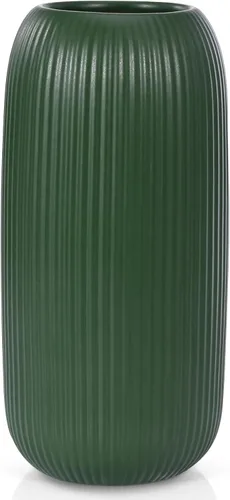 Miniatura 16 de Jarrón de cerámica para flores – Jarrón moderno pequeño con textura acanalada para decoración del hogar, hierba de pampas, decorativo, estilo Blanco