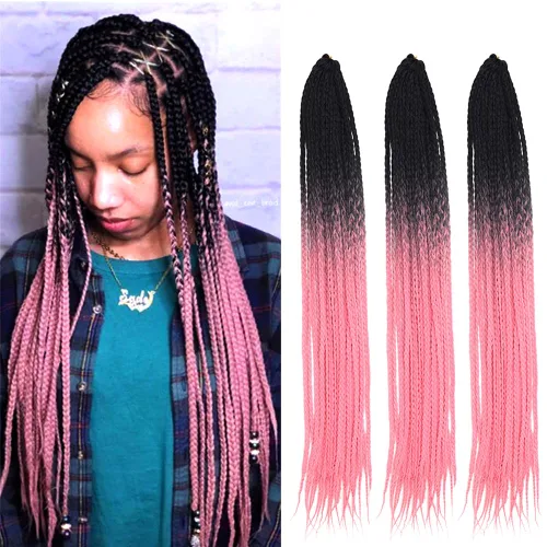 Miniatura 21 de Extensiones de cabello trenzado tipo box de 24 pulgadas, hechas a mano, para mujeres y niñas, extensiones de cabello trenzado, 24#, 3 paquetes, 22