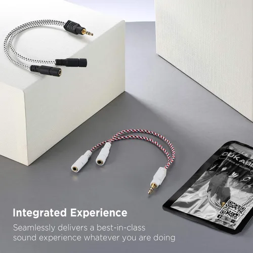 Miniatura 4 de DUKABEL Divisor de auriculares, cable divisor de 0.138 in para auriculares [trenzado fino y chapado en oro], cable auxiliar de audio estéreo en Y