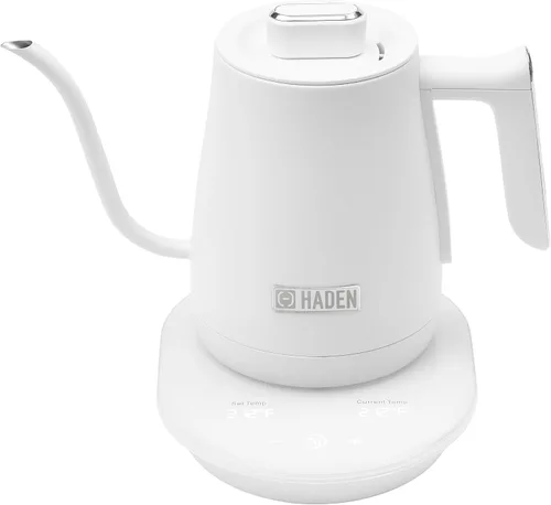 Miniatura 5 de Haden Hervidor eléctrico de acero inoxidable de 0.6 litros, hervidor de agua caliente con cuello de cisne con base de 360 grados y apagado