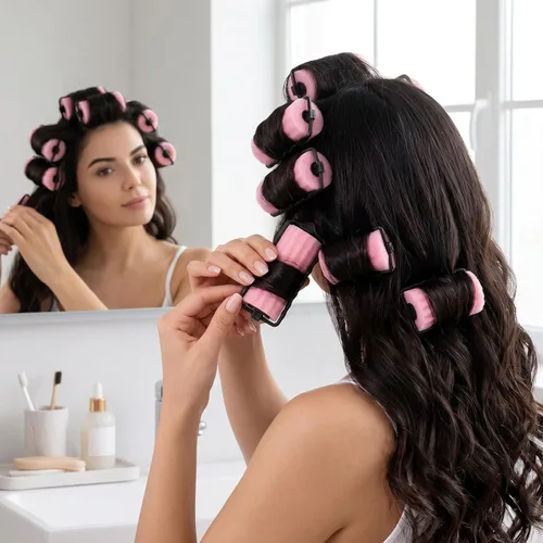 Miniatura 6 de Fomiyes 6 rodillos de espuma para el cabello: rodillos de esponja para rizadores de peluquería - Esponja mediana para rizos suaves durante la noche