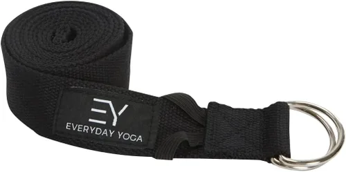 Everyday Yoga Correa con anillo en D de metal, correa elástica duradera para yoga, pilates, flexibilidad y terapia física (6, 8, 10 pies)