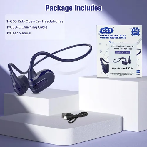 Miniatura 9 de BANIGIPA Auriculares para niños, audífonos de oreja abierta, cómodos para adolescentes, niños y niñas, auriculares inalámbricos Bluetooth 5.4