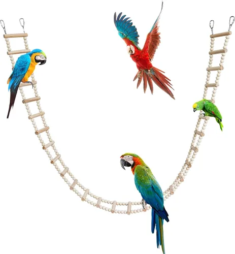 Miniatura 11 de Puente de escalera para pájaros, juguetes de madera para escalada y columpio, accesorios de jaula para pájaros, ratas, loros, hámster, ardilla