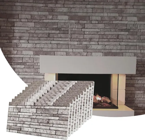 Miniatura 9 de Dundee Deco Paneles de pared 3D de ladrillo sintético, revestimiento de pared con aspecto de piedra roja, gris y marrón, espuma de poliestireno