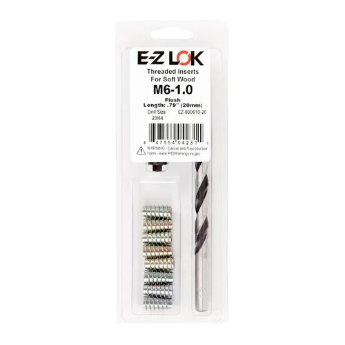 Miniatura 30 de Kit de reparación de rosca hexagonal E-Z para insertos roscados embutidos de madera blanda 5/16-18 x 25mm, taladro, herramienta de instalación