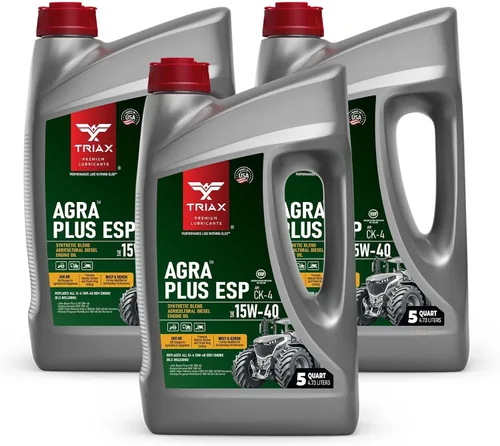 TRIAX Agra Plus ESP 15W-40 CK-4 Syn-Blend - Aceite de motor diésel para equipos agrícolas y todoterreno, con licencia API | Fo (5 cuartos de galón -