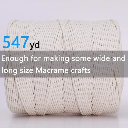 Miniatura 3 de Cuerda de macramé de 1/64 pulgadas x 547 yardas, cuerda de algodón natural para colgar en la pared, ganchos de plantas, manualidades, envoltura