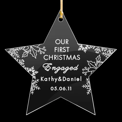 Miniatura 5 de EDSG Decoración personalizada para árbol de Navidad, corazón acrílico, nuestra primera Navidad para parejas comprometidas, decoración de árbol