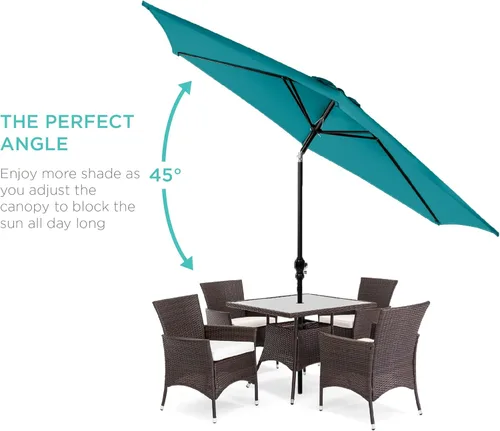Miniatura 2 de Best Choice Products sombrilla de 10 pies para patio, de acero y poliéster, para exterior, con manivela, botón de fácil presión, inclinación