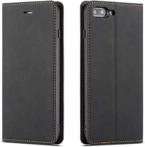 Miniatura 24 de QLTYPRI Funda para iPhone 6 Plus/6S Plus, cubierta de piel PU con tarjetero, funda tipo billetera con solapa magnética y a prueba de golpes - Vino