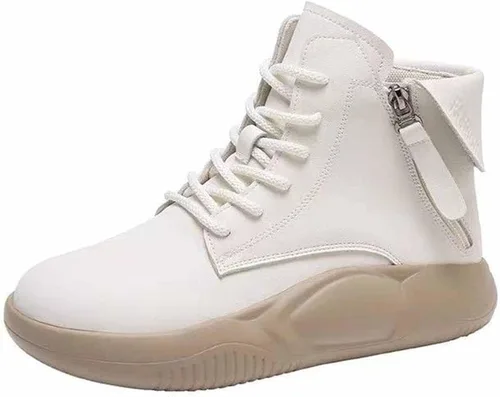 MSYINGL Botas Martin de suela gruesa para mujer, zapatos mecedores de cuero, zapatos de caña alta con cordones, zapatos cortos casuales