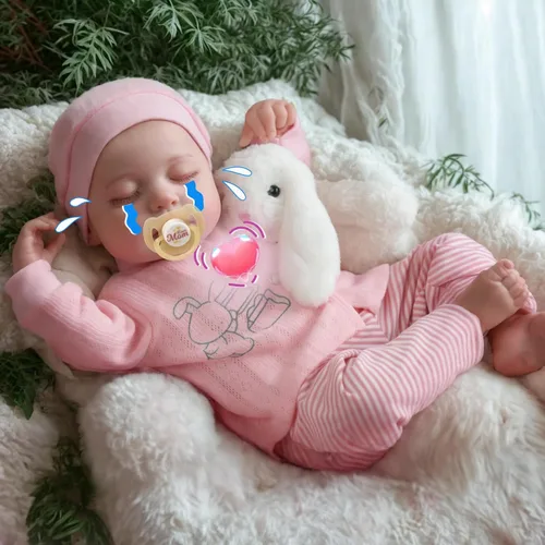 BABESIDE Muñeca de bebé realista con latido del corazón Loulou, muñecas de bebé reborn hechas a mano de 20 pulgadas con voz de llanto y balbuceos,