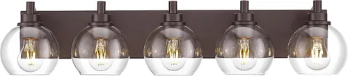 Miniatura 46 de Accesorios de iluminación de baño, luz de tocador mate negra de 2 luces, apliques de pared modernos con pantalla de globo de vidrio transparente