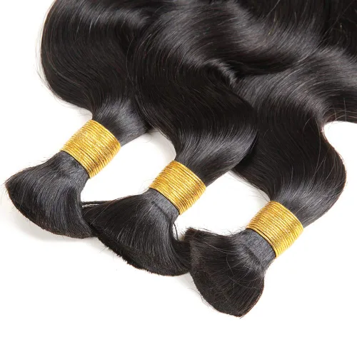 Miniatura 5 de Cabello humano ondulado a granel, 4 paquetes (7.05 oz) negro natural, 16, 18, 20, 22 pulgadas, sin trama, para caja sin costuras y trenzas bohemias