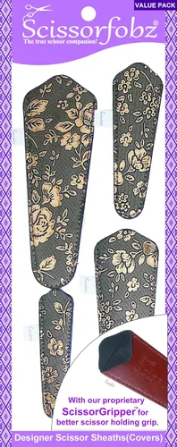 Miniatura 97 de Fundas protectoras para tijeras de diseñador, 4 unidades, tamaño surtido, diseño floral victoriano azul #4-304 Jardín floral victoriano azul