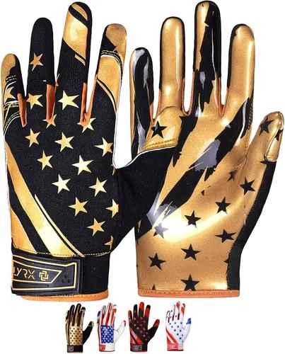 Miniatura 27 de Guantes de receptor de fútbol profesional LYRX con palma de silicona óptima, agarre antideslizante, control ultra adhesivo, deportivo, ligero
