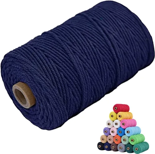 Miniatura 57 de Cuerda de algodón para macramé, de 0.11 pulgadas x 109 yardas, cuerda de macramé natural marrón, suministros perfectos de algodón para hacer