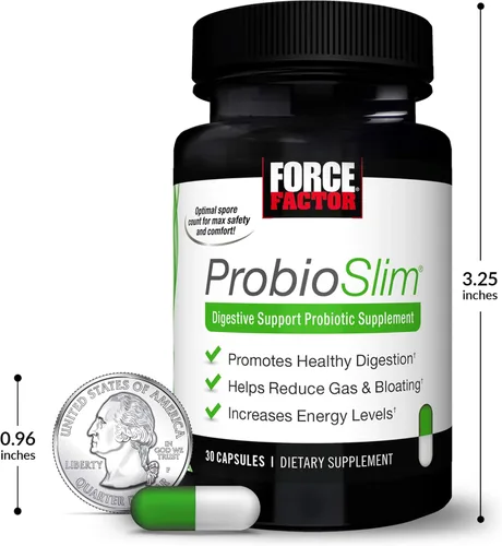 Miniatura 9 de Force Factor ProbioSlim, suplemento probiótico para mujeres y hombres con probióticos y extracto de té verde, reduce los gases, la hinchazón