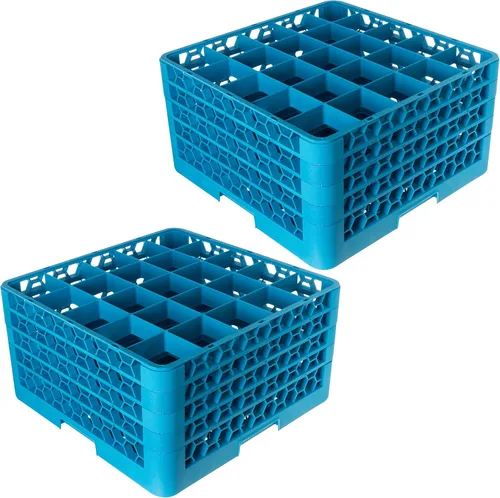 Miniatura 2 de Carlisle FoodService Products RG25-414 OptiClean - Estante de vidrio con 25 compartimentos con 4 extensores, compartimentos de 3-1/2 pulgadas, azul