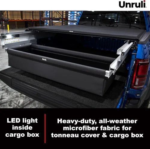 Miniatura 5 de Unruli LIBERATOR - Cubierta Tonneau con caja de carga deslizante extraíble – Chevy/GMC 1500 Durabed – Años 2019-2023 – Cama de camión de 8 pies