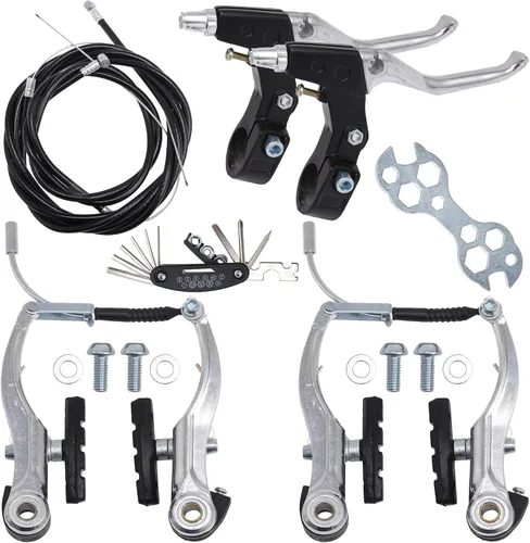 Miniatura 7 de Stylemafia Juego completo de frenos de bicicleta en V, freno MTB delantero y trasero, pinzas interiores y exteriores, kit de palanca de cables