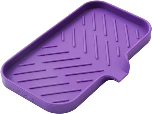Miniatura 45 de MicoYang Jaboneras de baño de silicona con boquilla de drenaje, organizador de fregadero de cocina, soporte de esponja, bandeja de jabón para Azul