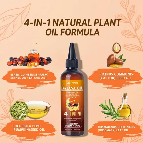 Miniatura 2 de Aceite de batana para el crecimiento del cabello, aceite de batana 4 en 1, semillas de calabaza, romero y ricino, nutre el cabello para hombres
