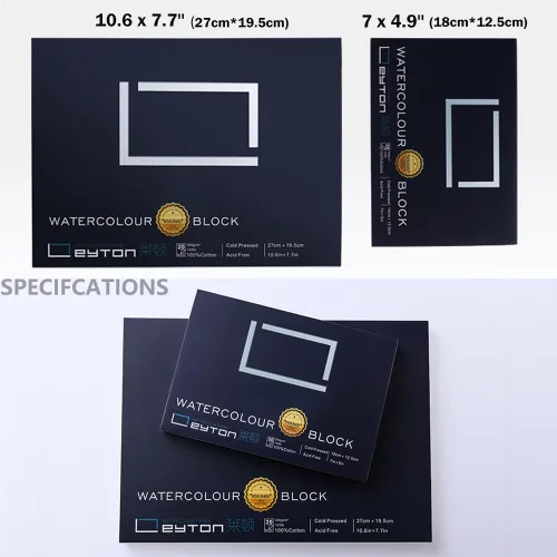 Miniatura 2 de Bloque de papel para acuarela 100% de algodón sin deformación - 20 hojas de 160 lb/350 gsm de papel prensado en caliente para suministros de arte