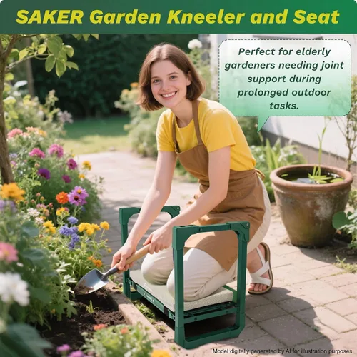 Miniatura 7 de Saker Rodillera y Asiento de Jardín Plegable con Patas Extensibles y Almohadilla Gruesa, Herramienta, Soporte de Trabajo Pesado para Adultos
