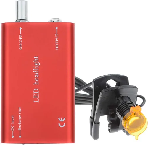 Faro de 3W con filtro de clip de plástico, luz principal, faro para lupa binocular con bolsa (rojo)