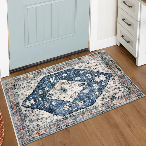 Miniatura 48 de Lahome Alfombra tribal bohemia de 2 x 3 pies, alfombra verde pequeña para entrada, suave, antideslizante, lavable, alfombra de baño bohemia de pelo