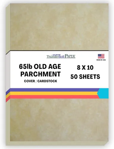 Miniatura 32 de 50 hojas de papel de cubierta de pergamino de la vejez de 65 libras, hojas de colores con peso de cartulina 8.5 x 11 pulgadas, tamaño de carta
