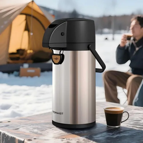 Miniatura 7 de Airpot - Dispensador de café térmico con bomba, 2.2L/74 onzas, aislado de acero inoxidable, gran jarra de café, palanca de acción para agua