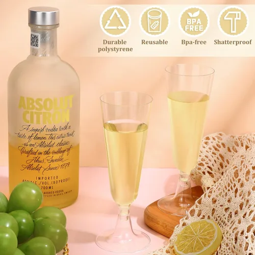 Miniatura 4 de CHENGU Paquete de 200 copas de champán de plástico de 5 onzas, copas de vino desechables para tostar, copas de champán para bodas, fiestas, copas
