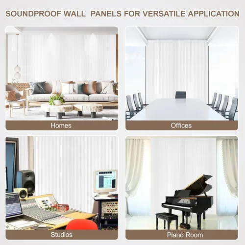 Miniatura 7 de Paquete de 10 paneles acústicos, paneles de pared grandes de 47 x 24 x 0.38 pulgadas, paneles autoadhesivos que absorben el sonido, paneles a prueba